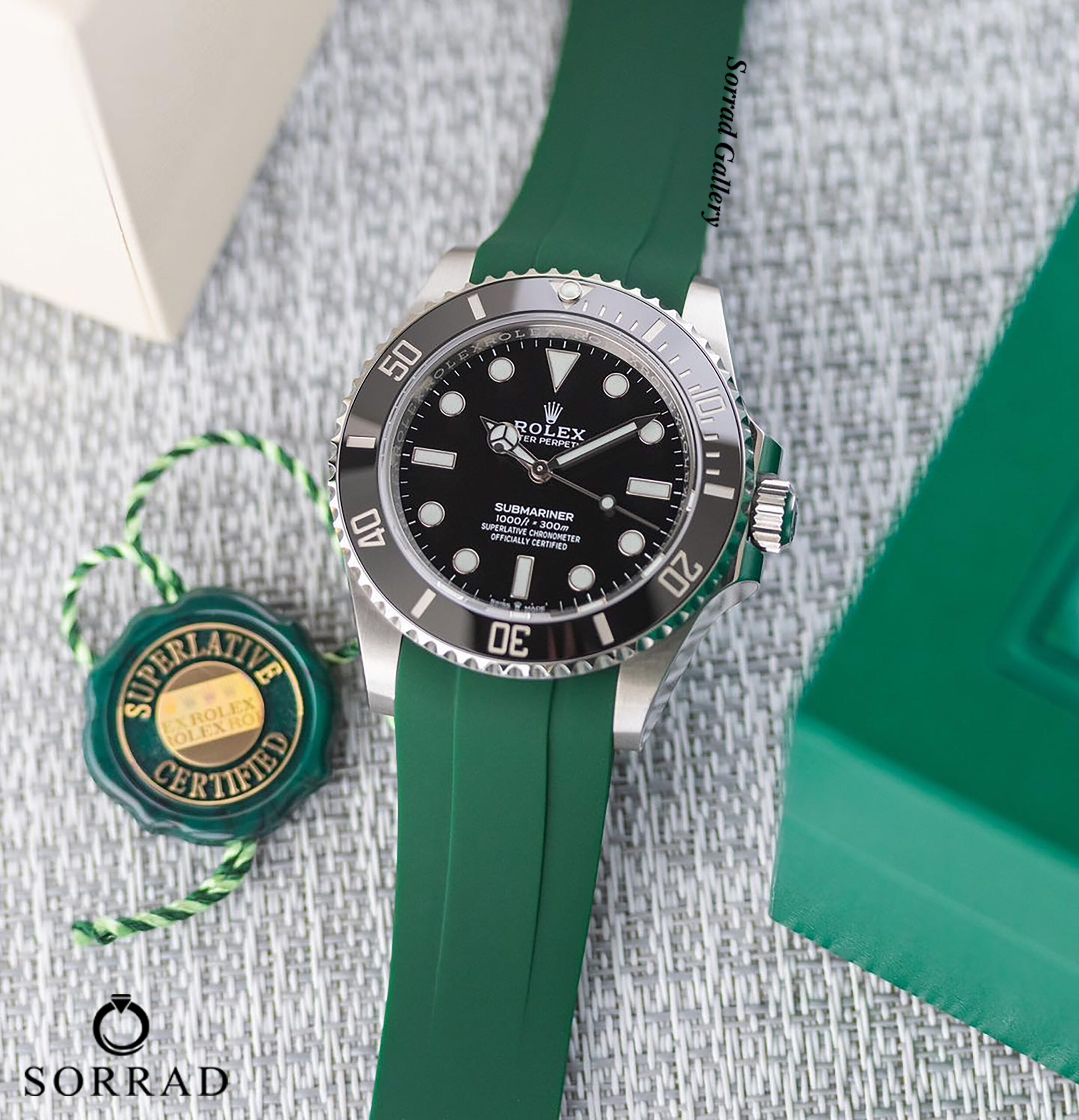 ساعت رولکس مردانه / اتومات بند رابر رنگ سبز صفحه مشکی – سیلور
