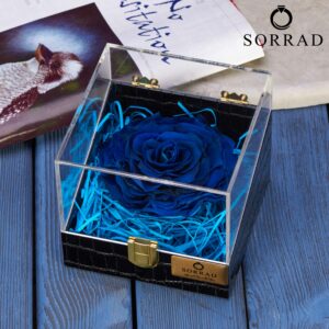 باکس صندوق چرمی / گل رز سرمه ای مخملی