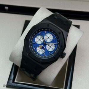 ساعت ای پی مردانه / کرنوگراف بند استیل رنگ مشکی صفحه سرمه ای