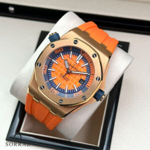 ساعت ای پی مردانه / ساده بند رابر صفحه نارنجی