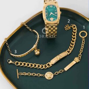 ساعت ورساچه زنانه / ساده بند استیل رنگ طلایی صفحه سبز-طلایی - Image 3