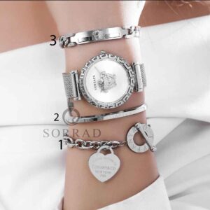 ساعت ورساچه زنانه / ساده بند حصیری استیل رنگ سیلور صفحه سفید - Image 3