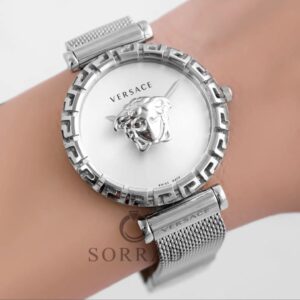 ساعت ورساچه زنانه / ساده بند حصیری استیل رنگ سیلور صفحه سفید - Image 2