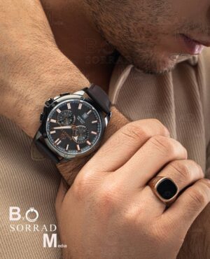 ساعت بیگوتی مردانه / فول تایم بند چرم صفحه طوسی (اورجینال) مدل bg.1.10521-5 - Image 2
