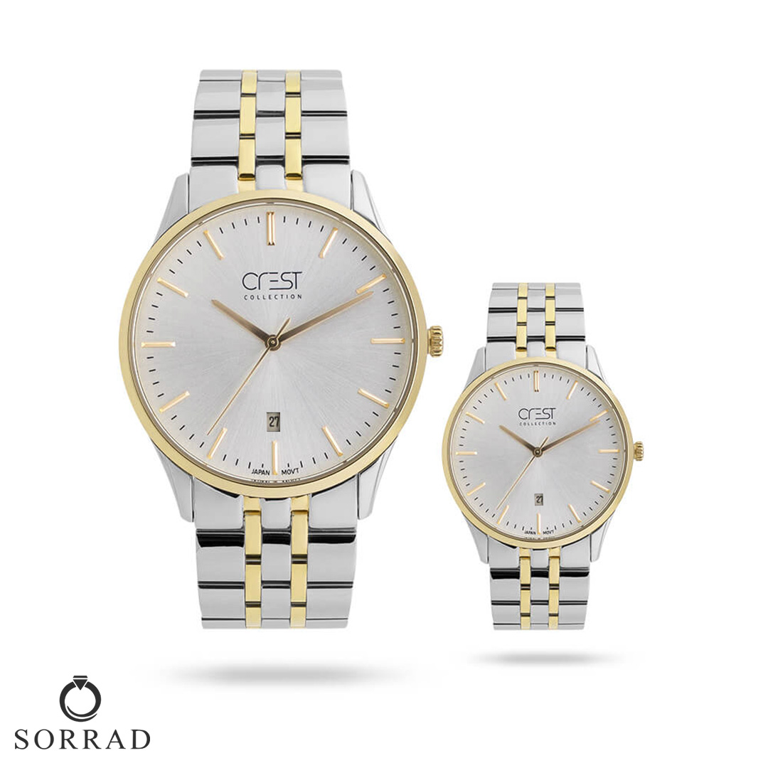 ست ساعت مچی عقربهای زنانه و مردانه کرست | مدل Crest 6701-3
