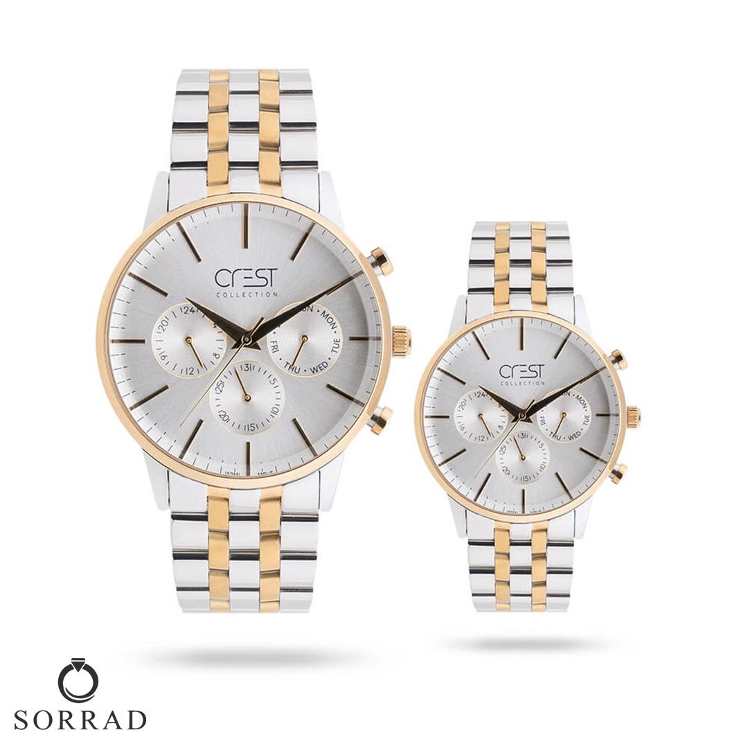 ست ساعت مچی عقربهای زنانه و مردانه کرست | مدل Crest 6712-3